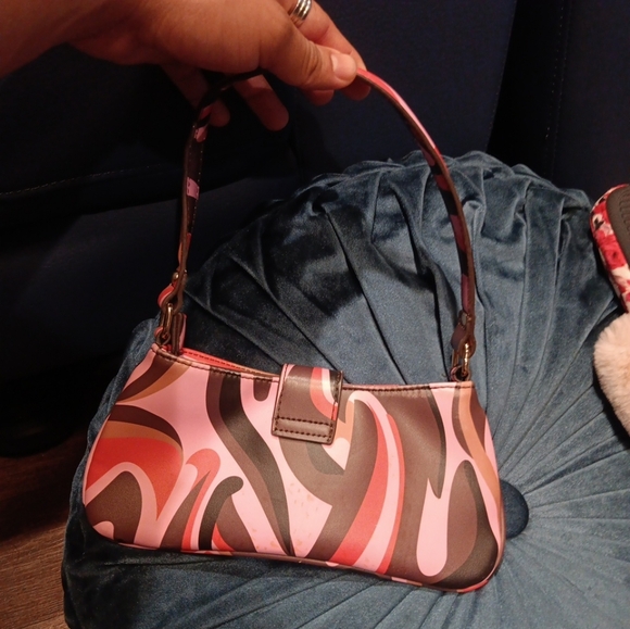 Pretty Little Stylish Pink and Brown Women's Bag - Picture 2 of 4